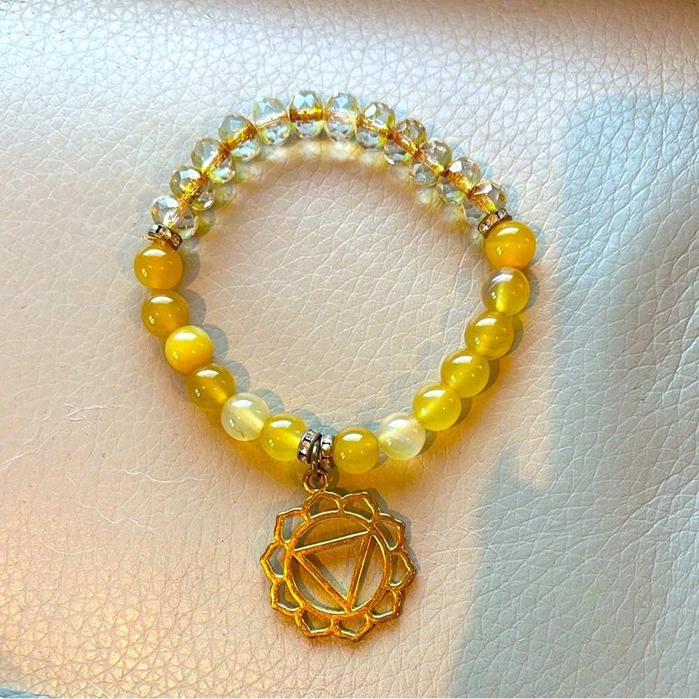 Chakra Bracelet with Gold Charm